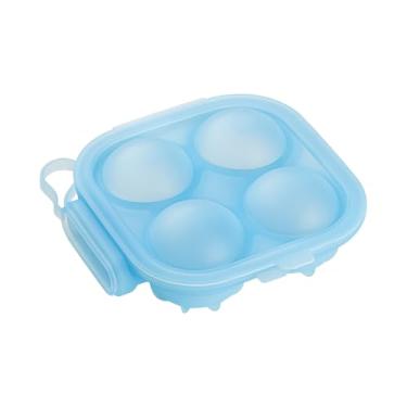 Imagem de Bandejas grandes de silicone para cubos de gelo, molde de bola para fazer gelo, molde de cubo de gelo redondo grande para coquetéis, uísque, resfriamento de bourbon, 4 formas de furos (turquesa)