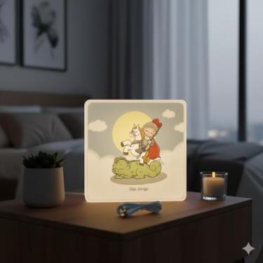 Imagem de Mini Luminária Box Guerreiro São Jorge USB