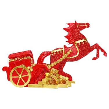 Imagem de Generic Escultura de animal, estátua de cavalo, presente artesanal, ornamento, estatueta de resina para lareira, mesa, estante, sala de estar, Ano Lunar, Vermelho