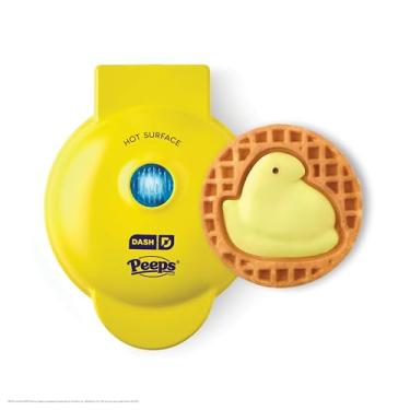 Imagem de Peeps x Mini máquina de waffle Dash Chick para wafers individuais, Hash Browns, Keto Chaffles fácil de limpar, superfícies antiaderentes, 10 cm - amarelo