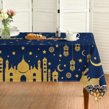 Imagem de Horaldaily Toalha de mesa retangular Ramadan Kareem Ramadan Mubarak Ramadan Kareem, toalha de mesa lavável sazonal Ramadan Mubarak para decoração de festa, piquenique, jantar