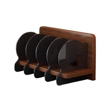Imagem de Suporte para armazenamento de CDs Suporte de madeira para discos vinil com divisória acrílico, para decoração mesa
