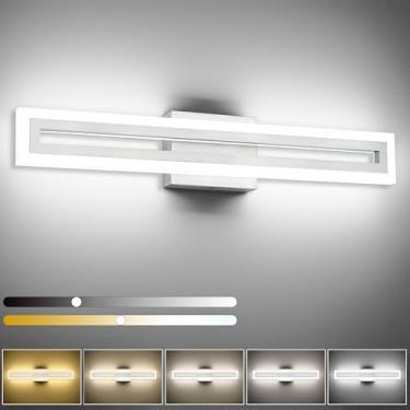 Imagem de SOLFART Luzes de maquiagem de níquel escovado para banheiro 5 cores ajustáveis reguláveis 61 cm LED Vanity Light 5CCT