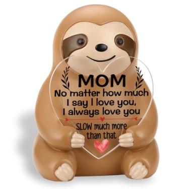 Imagem de CWGOTC Presente de mãe preguiça, presente significativo de dia das mães da filha ou filho, estatueta de preguiça sentimental para apreciação da mãe, decoração de mesa fofa lembrança para aniversário e