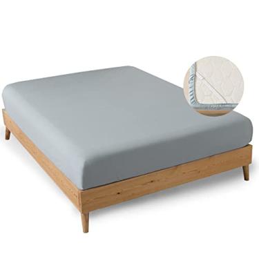 Imagem de minipanda Lençol de elástico tamanho Queen apenas com alças de suporte de lençóis para cantos, evita que os lençóis saiam – Bolso profundo – Ultramacios – Lençóis de microfibra tamanho Queen (Queen, Cinza)