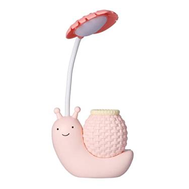 Imagem de Cryfokt Candeeiro de Mesa LED Bonito Candeeiro de Mesa Dobrável para Crianças Luz de Carregamento USB para Estudantes Quarto Sala de Estar (Rosa)