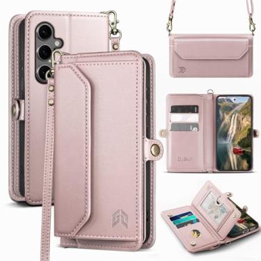 Imagem de DJBull Capa carteira para Samsung Galaxy S25 Plus com suporte para cartão, alças de ombro e pulseira, couro PU macio, encaixe magnético, capa de telefone flip para mulheres e homens para Samsung S25