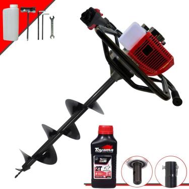 Imagem de Trado Motorizado À Gasolina Anmax GD520B 2T 52cc 2,2HP 7.000rpm Perfurador de Solo Completo Com Broca 80x20cm + ÓLEO TOYAMA 2T