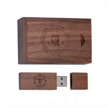 Imagem de Pen drive USB de madeira personalizado, pen drives de polegar gravados para estúdios de fotografia/música, promoções de negócios, eventos corporativos, lembrancinhas de casamento, embalagem opcional