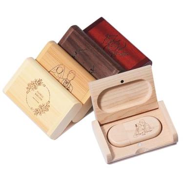 Imagem de Pen drive USB de madeira personalizado, cartão de memória de madeira gravado personalizado, unidades USB de marca a granel para presentes corporativos, casamento, eventos promocionais, com caixa de