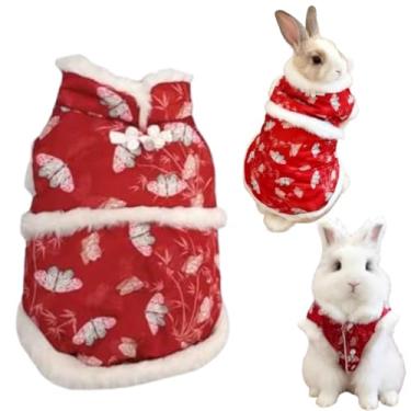 Imagem de Roupas de coelho, terno quente e espesso de ano novo, colete de inverno bonito e confortável para animais de estimação, adequado para coelhos, furões, gatinhos, filhotes e outros animais de estimação