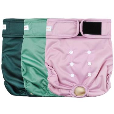 Imagem de Langsprit Fraldas Laváveis para Cães Fêmeas(Pacote com 3)-Fraldas Reutilizáveis Sem Vazamento para Cadelas No Período-Calcinhas Térmicas para Cães Altamente Absorventes com Botões Ajustáveis, Pretas,