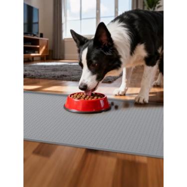 Imagem de Tapete de alimentação para gatos e cães, à prova d'água de silicone de grau alimentício e tigela de água para animais de estimação, máquina de lavar louça, borda elevada para evitar derramamentos