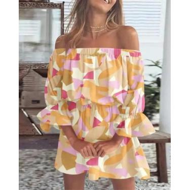 Imagem de Blusa Floral De Verão Feminina Com Ombros Descidos, Top Casual Boho Se
