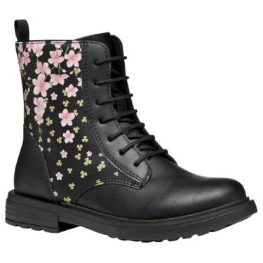 Imagem de Geox Bota de cano curto moderna para meninas, Rosa preta, 17