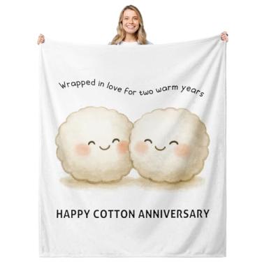 Imagem de 60 × 50 - Cobertor de 2º aniversário para casal, cobertor feliz de aniversário de algodão para homens e mulheres, cobertores de dia dos namorados, presente para ele, presentes de casamento para esposa