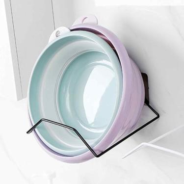 Imagem de Suporte de lavatório de banheiro montado na parede, sem broca, prateleira de armazenamento para lavatório, suporte de gancho de ferro que economiza espaço para organizador de banheiro