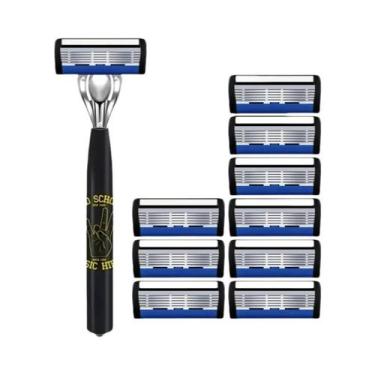 Imagem de Aparelho De Barbear Manual Masculino De Aço Inoxidável Com 6 Camadas, 