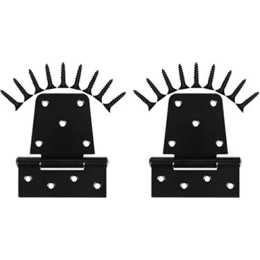 Imagem de ULTDIYER Dobradiças de portão resistentes, dobradiças de porta de cerca de 8,5 cm dobradiça de alça de portão durável, para cercas de madeira, porta de celeiro, 2 peças