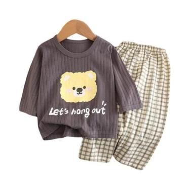Imagem de Conjunto De Roupas Com Estampa De Urso Bebê, Pijama De Algodão De Mang
