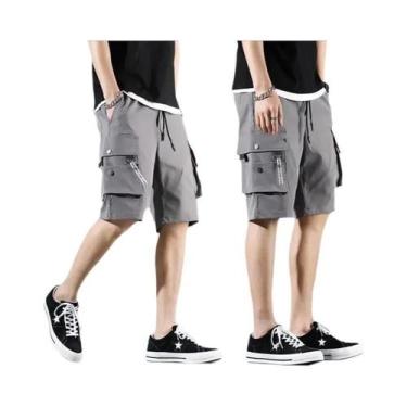 Imagem de Calças Cargo Casuais Masculinas Largas 2024 Tendência Em Cores Sólidas