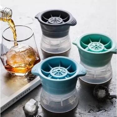 Imagem de Kit 3 Moldes de Gelo Esférico em Silicone, Bola de 6cm, Grande, Cinza, para Whisky e Coquetéis, Multifuncional