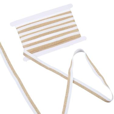 Imagem de GORGECRAFT Faixa elástica branca dourada de 15 m, fita elástica metálica com glitter, 16 mm de largura, dois tons de poliéster, cinto elástico para costura, artesanato, calças, alça de ombro