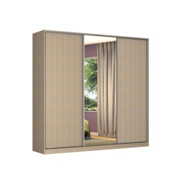 Imagem de Guarda Roupa Casal com Espelho 3 Portas de Correr Nova Mobile Noce