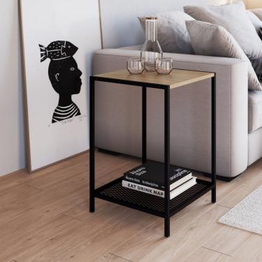Imagem de Mesa Lateral Industrial Quadrada York Artesano Hanover/Preto