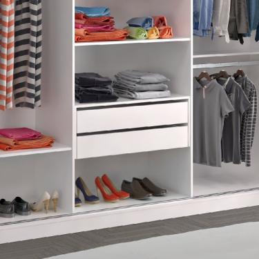 Imagem de Guarda Roupa Casal Espelhado 3 Portas de Correr 2 Gavetas Mdf Mm7318e3 Siena Móveis Branco