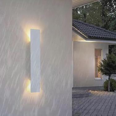 Imagem de GZZBMY Lâmpadas de Parede LED Externas Moderna Minimalista Arandela Longa IP65 Impermeável Metal Alumínio Iluminação de Parede Interior/Exterior para Corredor Terraço Jardins Pátio (Luz Quente Branca