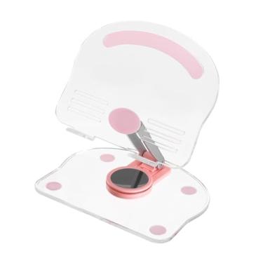 Imagem de PATIKIL Suporte de acrílico para tablet, suporte de acrílico ajustável, dobrável, portátil, transparente, com base giratória de 360 graus para mesa, casa, escritório, mulheres, presentes, rosa