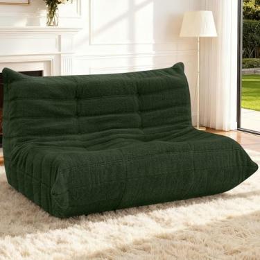 Imagem de HABUTWAY Bean Bag Cadeiras Fireside Lazy Floor Sofá, Soft Teddy Fleece 2 Lugares com Enchimento de Espuma de Alta Resiliência, Pufe para Sala de Estar, Quarto, Escritório (Pelúcia Verde)