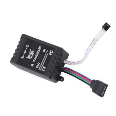 Imagem de Controlador de Música LED com Controle Remoto IR 20 Teclas Sensor Som para Fitas Luzes RGB Ajuste Brilho e Efeitos Mudança Cor via Sincronização Ritmo