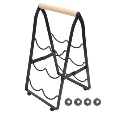 Imagem de Generic Rack de Vinho de Mesa, Organizador de Suporte de Vinho de Mesa de 3 Camadas Com Design de Ferro e Madeira, Dobrável para Bar, Casa, Restaurante
