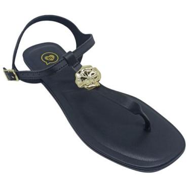 Imagem de Sandália Molekinha Menina Infantil com Flor Metalizada, Preto, 36