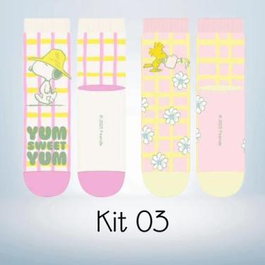 Imagem de Kit com 2 Pares de Meia Infantil Menina Snoopy (Peanuts)  Produto Lice
