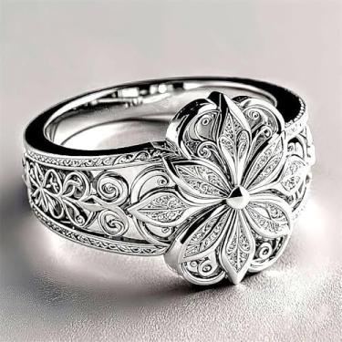 Imagem de Anel de design de padrão oco para joias de noivado femininas, 10, Latão, Sem pedra preciosa