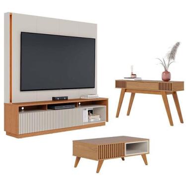 Imagem de Estante Home Theater Jordão Off White Freijó com Mesa de Centro Jeri F