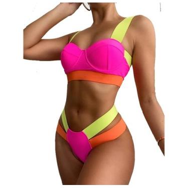 Imagem de Biquini Neon Tiras Grossa Modelo Das Gringas Fio Duplo - Bea fashion, 