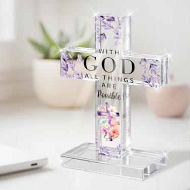 Imagem de Generic Placa de mesa religiosa de 10 cm x 10 cm, estilo clássico, With God All Things Are Possible, material acrílico