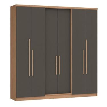 Imagem de Móveis Castro Guarda Roupa Casal Sonata, Angelin/Titânio, 6 Portas, 2 Gavetas, 210x218x47 cm, 125,1 kg, MDP