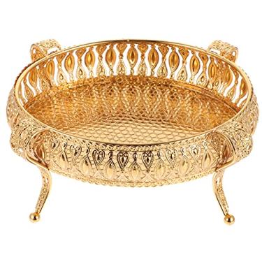 Imagem de Bandeja de metal para servir frutas Tigela de frutas elegante retrô decorativa Tigela de lanche Pratos de aperitivo Pratos Sushi Lanche Bandeja de servir frutas Joias Bandeja de frutas de metal Prato