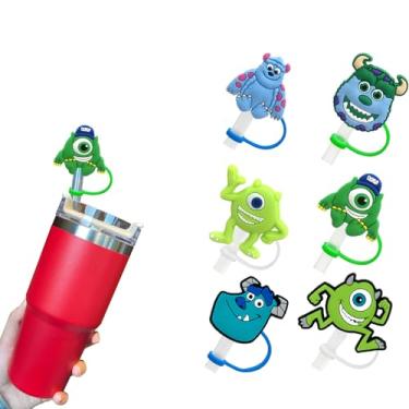 Imagem de 6 peças de cobertura de canudo de silicone reutilizáveis, acessórios para copos Stanley, tampa de palha fofa para canudos Stanley Topper de 10 mm