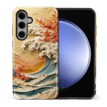 Imagem de casesok Capa para Samsung Galaxy S25 Plus, capa rígida de camada dupla + capa de telefone de silicone, proteção total à prova de choque para Samsung Galaxy S25 Plus - outono flor onda outono floral