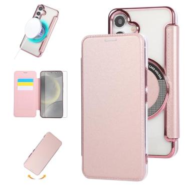 Imagem de Capa de celular para Samsung Galaxy S24 Plus/S25 Plus S24+ S25+ 5G capa carteira celular com protetor de tela magnético MagSafe RFID Flip Card Holder S24Plus 24S + S 24 24+ S25Plus 25S 25+ SM-S936U