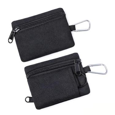 Imagem de Bolsa organizadora compacta e leve com zíper EDC pequena e fina para moedas cartões e chaves essenciais diários, Preto, Casual