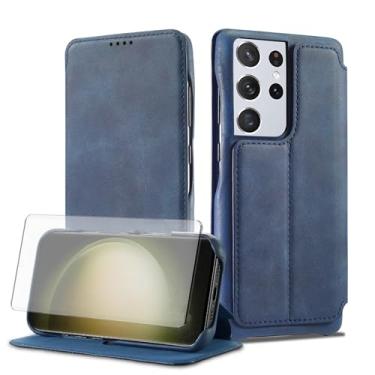 Imagem de Asuwish Capa de celular para Samsung Galaxy S23 Ultra 5G carteira celular com protetor de tela de vidro temperado e suporte de cartão de couro PU flip acessórios S23Ultra 23S S 23 23Ultra 6,8