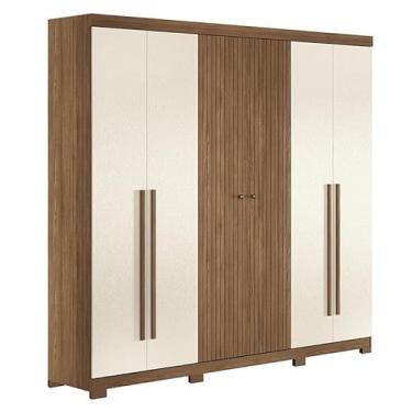 Imagem de Guarda Roupa Casal com 6 Portas e 4 Gavetas, Pés em Buriti Jatobá/Areia - Santos Andirá