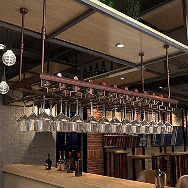 Imagem de SGeneE Suporte de vinho de metal de altura ajustável para taças de vinho Suporte de garrafa de vinho para pendurar prateleira de copo de vinho adequada para bares, cozinhas, restaurante/a/6 (A 100 cm)